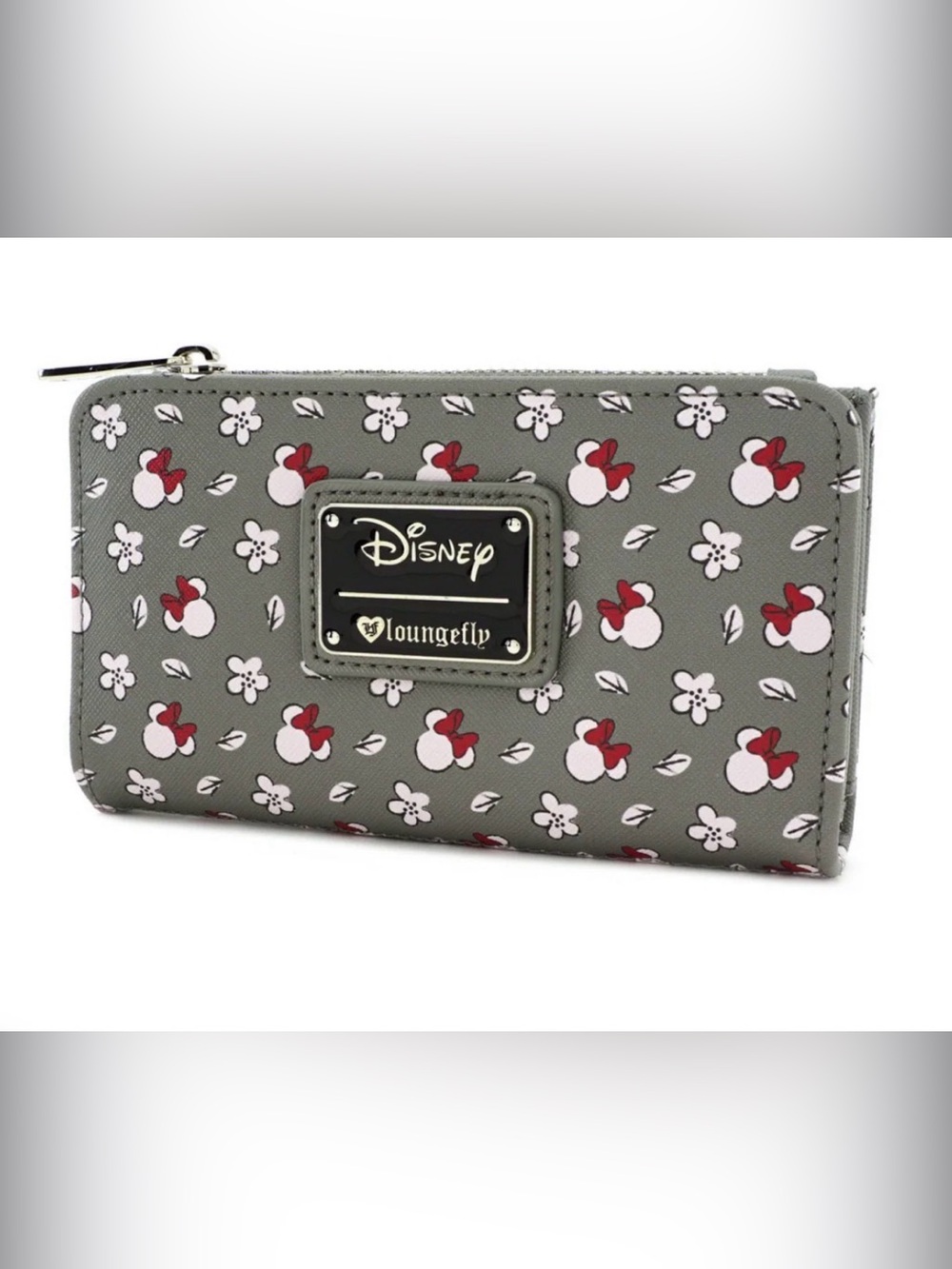 Loungefly Disney Black and Gray Minnie Silhouette Zip Wallet